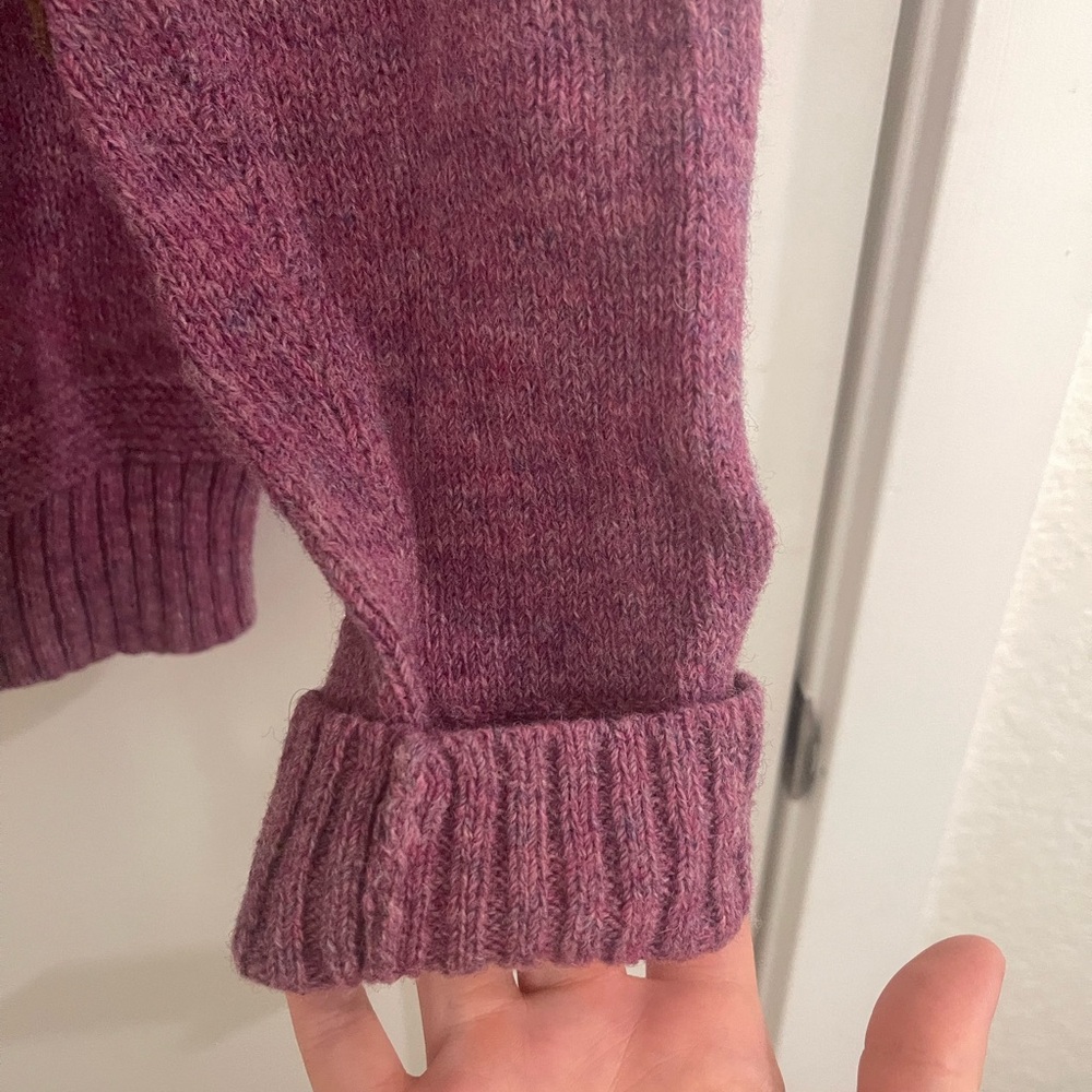 Vintage Shetland Wool Elbow Patches Women's Crewneck Sweater in Rich Purple - Picture 7 of 8